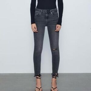 Zara // Washed Black Distressed Jeans